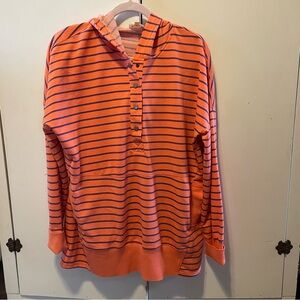 BiBi Orange and Purple Striped Lightweight Hoodie Size‎ M